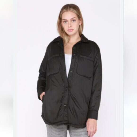 Black Tape Light Puffer Shacket Black NWT Sz XS - Picture 4 of 9
